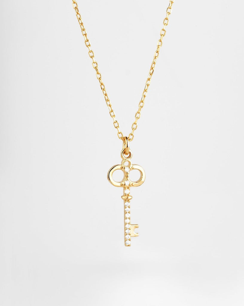 Collar llave plata con oro silver key necklace gold plating