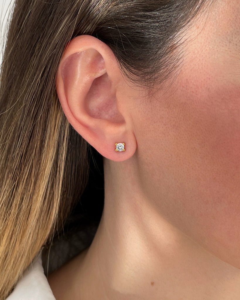 stud earrings  stone silver gold plating pendietes de boton con piedra  plata baño de oro