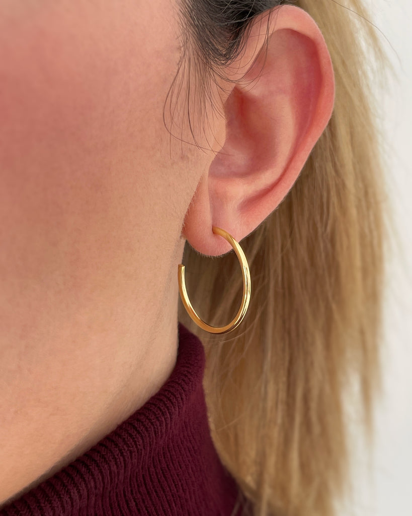 medium hoops silver gold plated aros medianos plata baño de oro