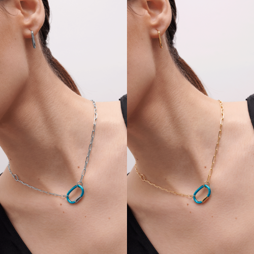 collar caadena azul plata oro necklace silver gold  chain