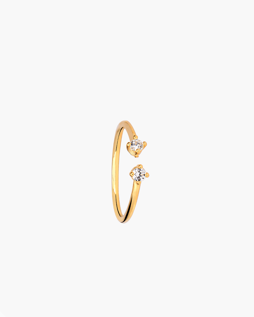 Shine double stone silver gold plated ring anillo con doble piedras plata con baño de oro